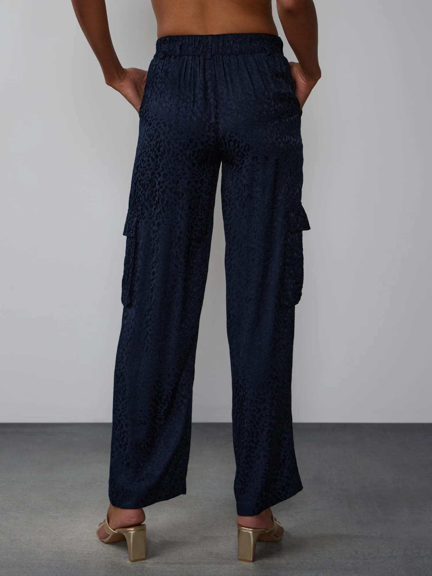 Satin Leopard Cargo Pant