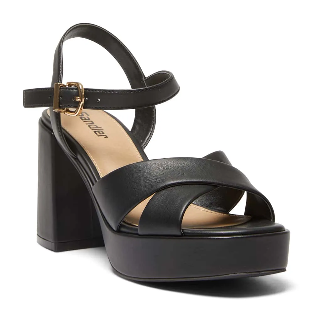 Sienna Heel in Black Smooth