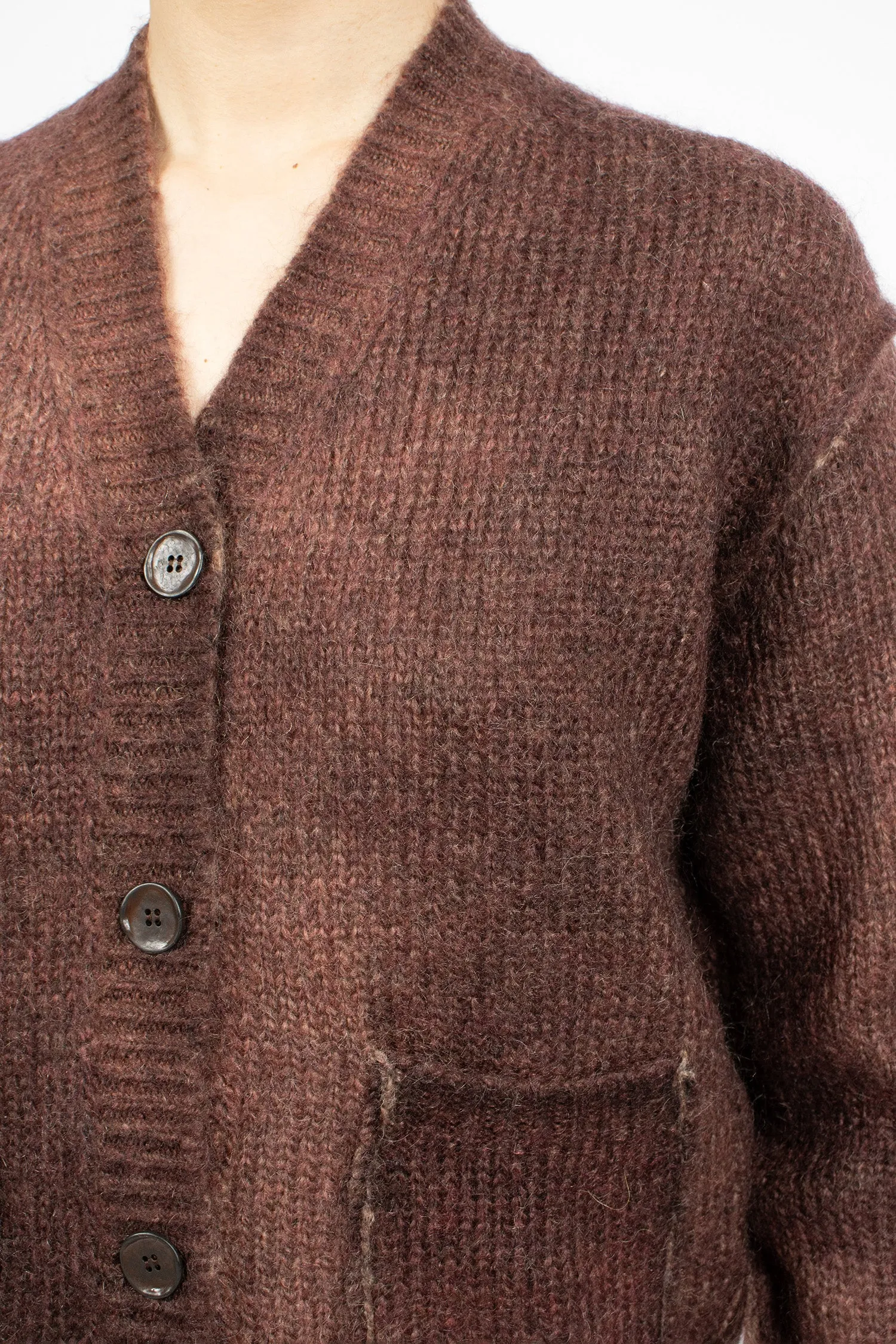 Sprayed Mohair Cardigan Rust Red