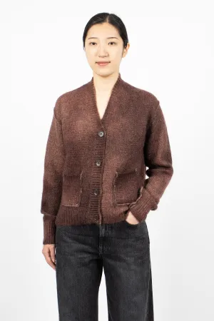 Sprayed Mohair Cardigan Rust Red