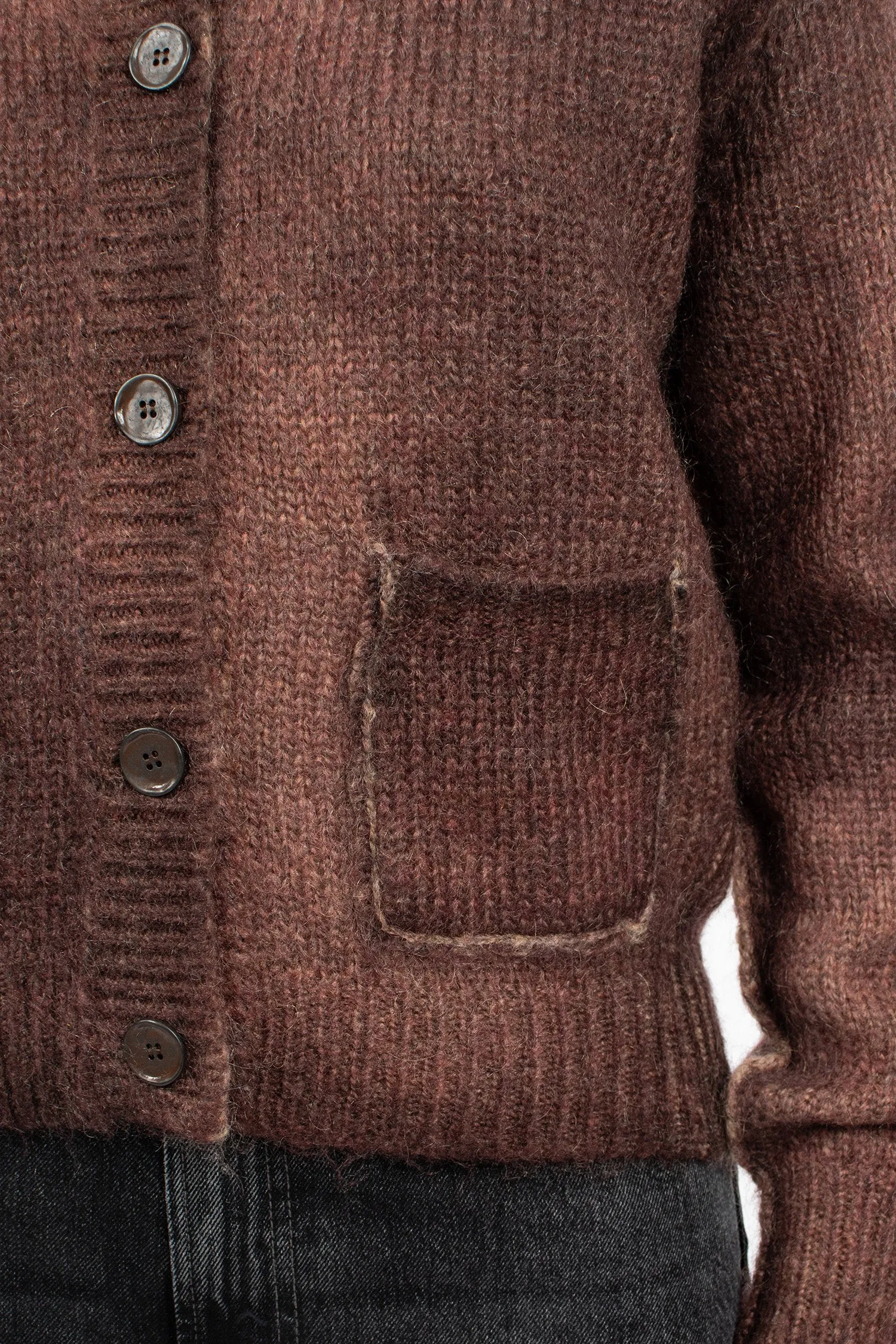 Sprayed Mohair Cardigan Rust Red