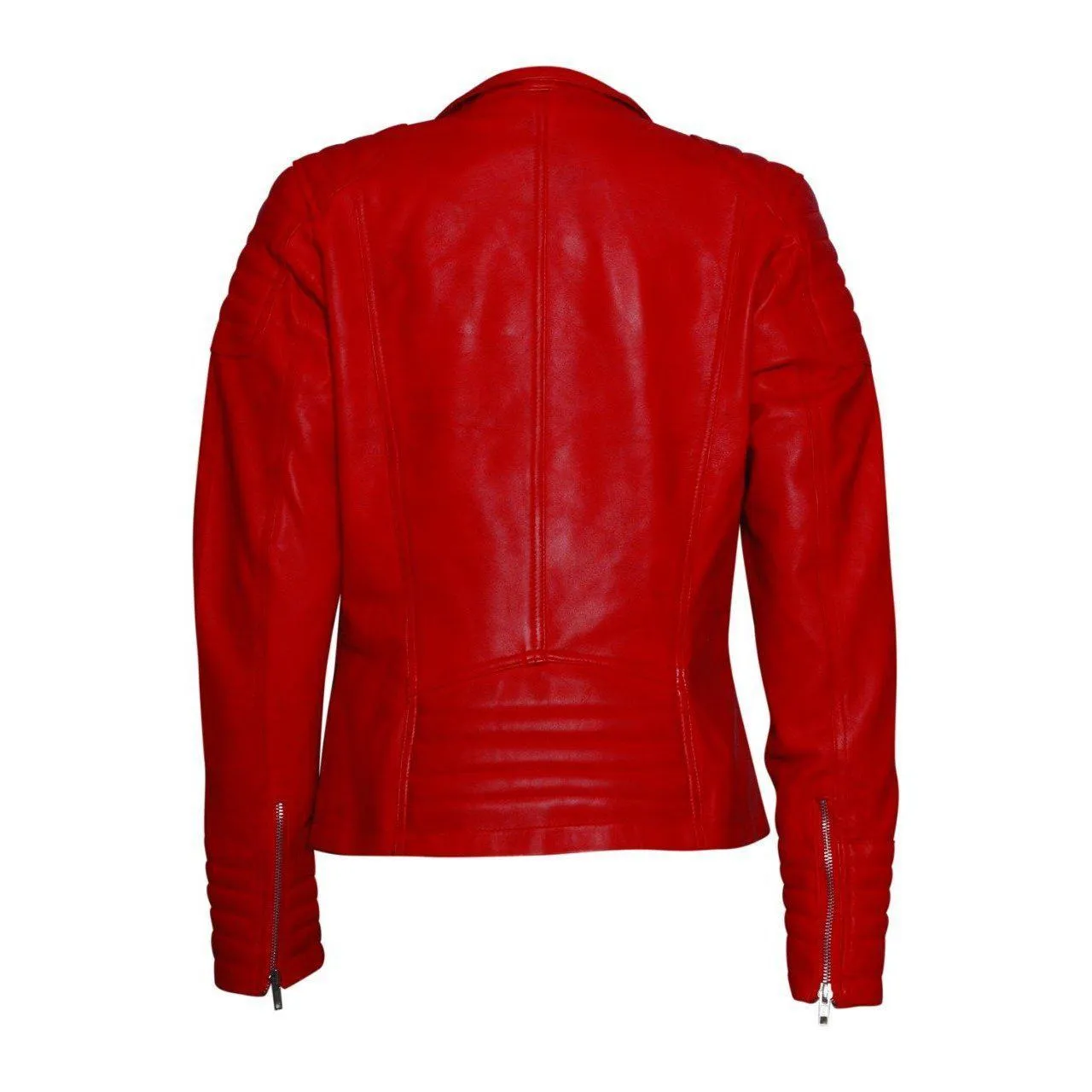 Stylish Red Leather Jacket for Women with Long Sleeves leather jacket women