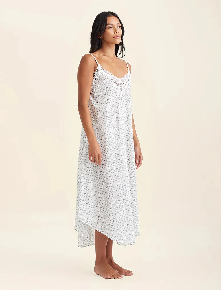 Swiss Dot Lace Front Maxi Nightie