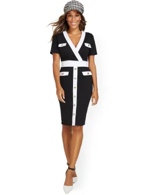 Tall V-Neck Colorblock Ponte Dress