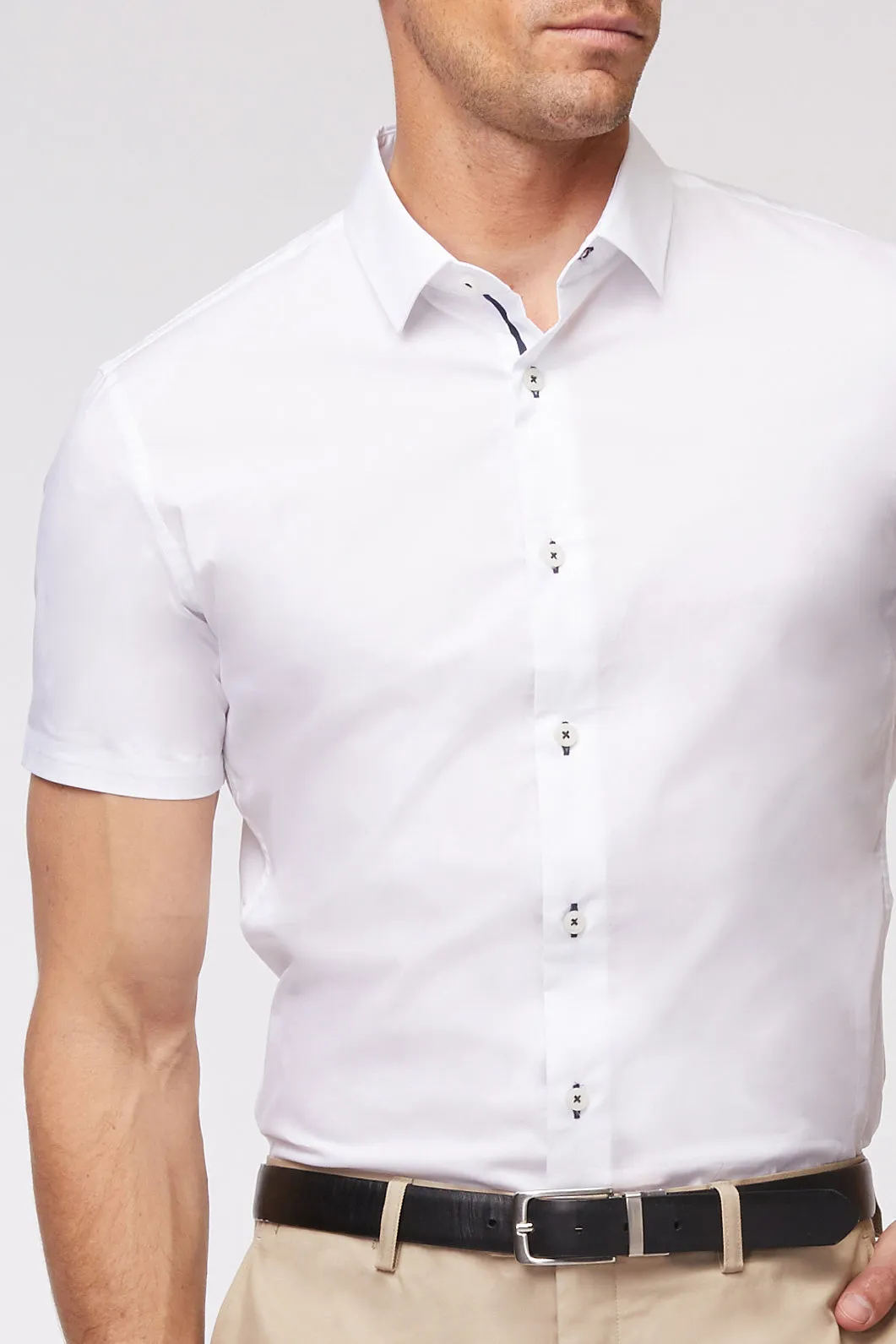 White Stretch Semi-Slim Shirt