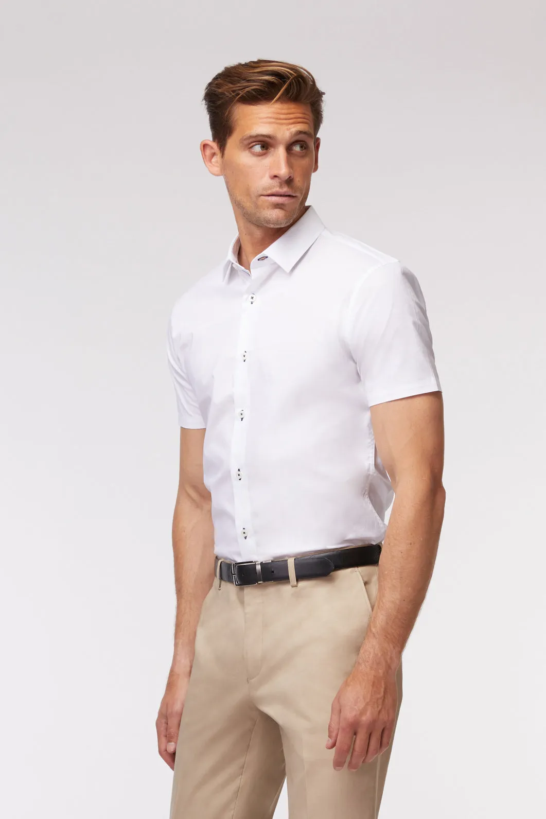 White Stretch Semi-Slim Shirt