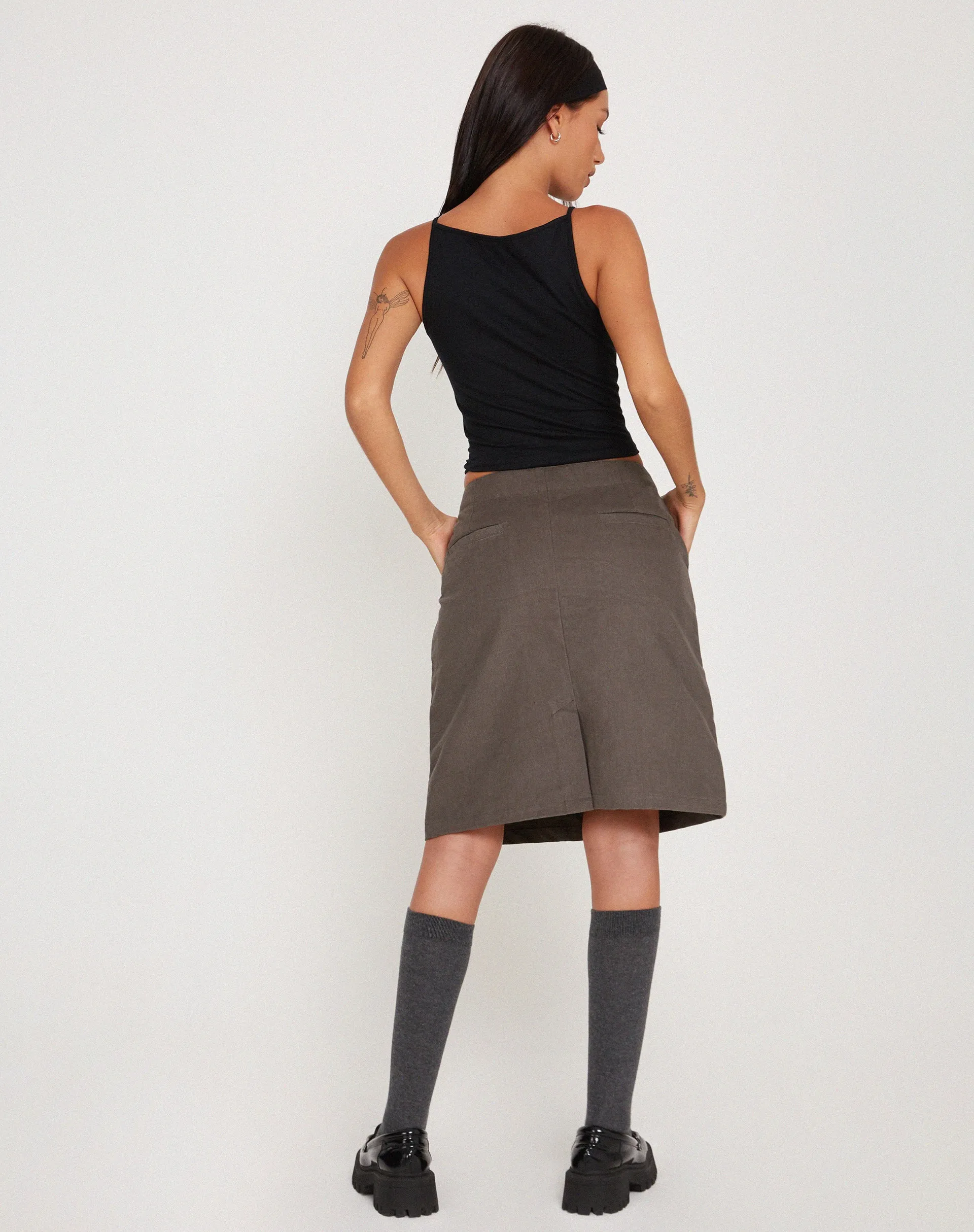 Yahya Midi Skirt in Dark Grey